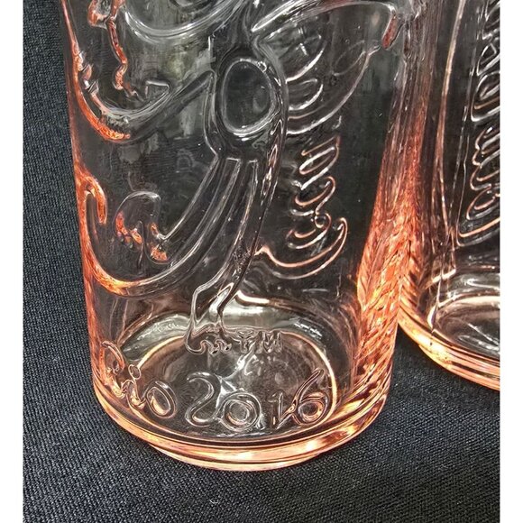 4 Coca-Cola Rio 2016 Embossed Pink Glasses Collectibles Coke - Picture 5 of 7